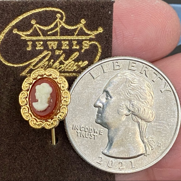 Vintage Jewels Park Lane Rose Flower Intaglio & Mini Victorian Cameo Stick Pins - Picture 10 of 10